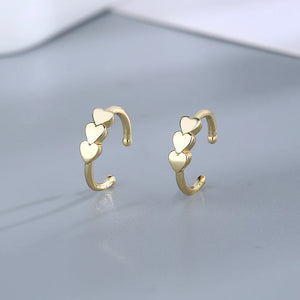 Heart Hoop Earrings Long Line Sterling Silver Jewelry