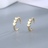 Heart Hoop Earrings Long Line Sterling Silver Jewelry