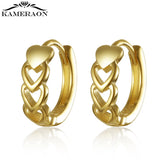Sterling Silver Hoop Earrings Sweet Heart Hollow Punk Style Women Jewelry