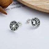 Vintage Flower Enamel Sterling Silver Earrings