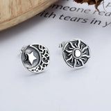 Vintage Flower Enamel Sterling Silver Earrings
