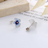 Vintage Chinese Enamel Flower Earrings 925 Silver Lady Earrings