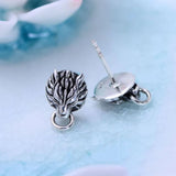 Wolf Head Stud Earrings Sterling Silver Gift 12x8mm