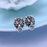 Wolf Head Stud Earrings Sterling Silver Gift 12x8mm