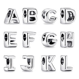 Sterling Silver Alphabet Bead Charm 16 18 21 Dangle for Bracelet