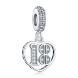 Sterling Silver Alphabet Bead Charm 16 18 21 Dangle for Bracelet