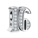 Sterling Silver Alphabet Bead Charm 16 18 21 Dangle for Bracelet