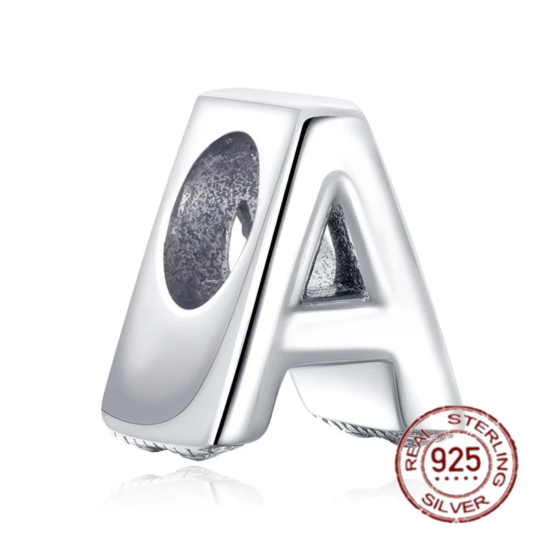 Sterling Silver Alphabet Bead Charm 16 18 21 Dangle for Bracelet