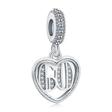 Sterling Silver Alphabet Bead Charm 16 18 21 Dangle for Bracelet