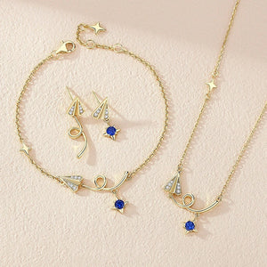 Sterling Silver Plated Diamond Ladies Jewelry Set - Plane Design