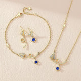 Sterling Silver Plated Diamond Ladies Jewelry Set - Plane Design
