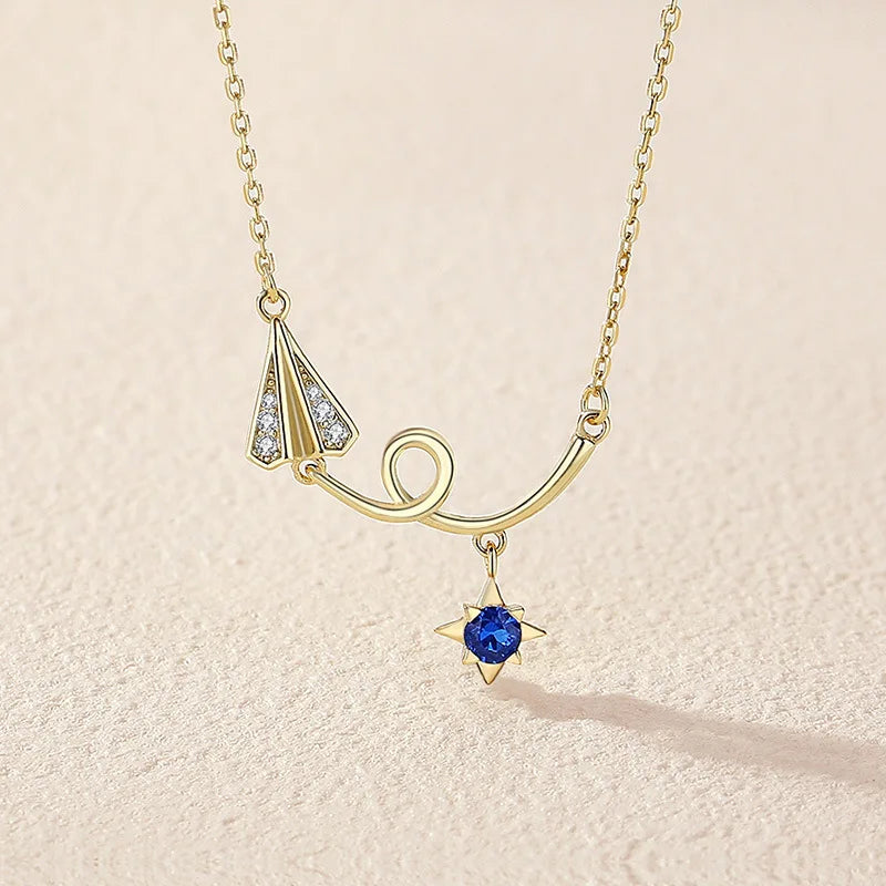 Sterling Silver Plated Diamond Ladies Jewelry Set - Plane Design