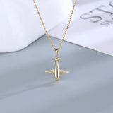 Sterling Silver Zircon Aircraft Pendant Necklace