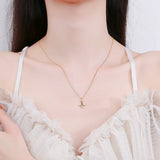 Sterling Silver Zircon Aircraft Pendant Necklace