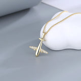 Sterling Silver Zircon Aircraft Pendant Necklace