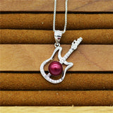 Sterling Silver Guitar Pearl Pendant Mountings DIY Jewelry