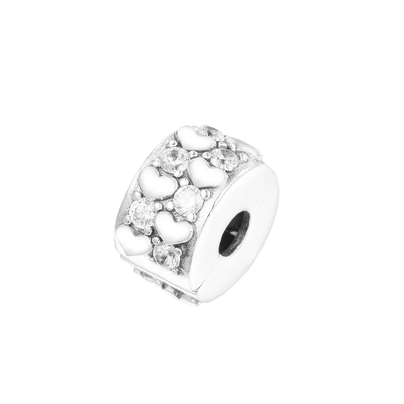 Sterling Silver Infinite Hearts Sparkling Clip Charm