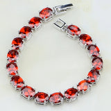 Sterling Silver Red Garnet Zircon Bracelet