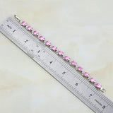 Sterling Silver Pink CZ Charm Bracelet for Women