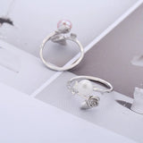 Sterling Silver S925 Ring Settings Women's Pearl Ring Mounts