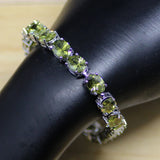 Yellow Zircon CZ Chain Bracelet Sterling Silver Box&Free S077