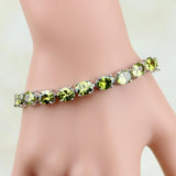 Yellow Zircon CZ Chain Bracelet Sterling Silver Box&Free S077