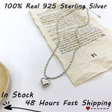 925 Sterling Silver Love Rice Bead Chain Initial Necklace for Women