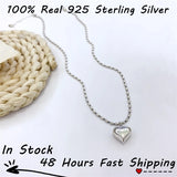 925 Sterling Silver Love Rice Bead Chain Initial Necklace for Women