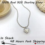 925 Sterling Silver Love Rice Bead Chain Initial Necklace for Women
