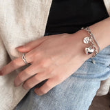 Sterling Silver Love Pendant Bracelet Round Letter Bracelet Female Jewelry