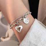 Sterling Silver Love Pendant Bracelet Round Letter Bracelet Female Jewelry