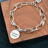 Sterling Silver Love Pendant Bracelet Round Letter Bracelet Female Jewelry