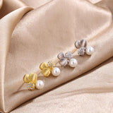 Sterling Silver Clover Stud Earrings with Micro Diamonds