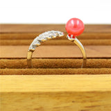 Silver Leaf Pearl Ring for Women Adjustable
