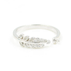 Silver Leaf Pearl Ring for Women Adjustable