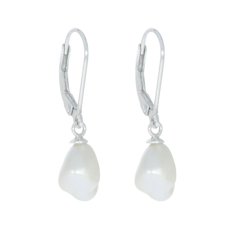Sterling Silver Keshi Pearl Drop Earrings