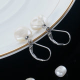 Sterling Silver Keshi Pearl Drop Earrings