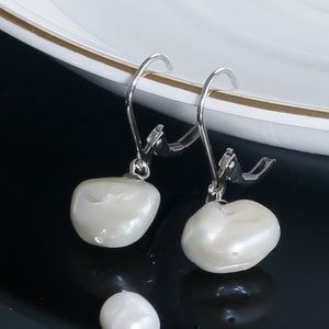 Sterling Silver Keshi Pearl Drop Earrings
