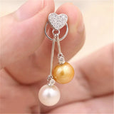 Sterling Silver Love Double Beads Pearl Pendants Mountings For Diy Jewelry