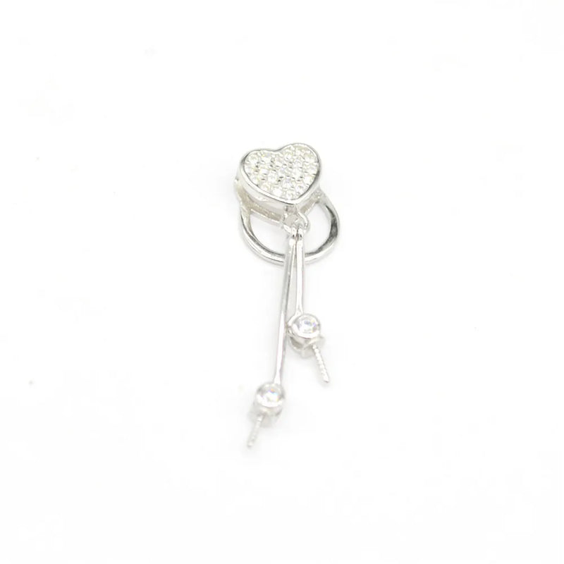 Sterling Silver Love Double Beads Pearl Pendants Mountings For Diy Jewelry