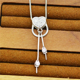 Sterling Silver Love Double Beads Pearl Pendants Mountings For Diy Jewelry
