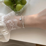 Silver Metal Ball Chain Bracelet Couple Matching Rosary Bangle Heart Charm