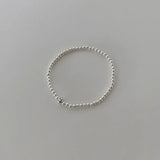 Silver Metal Ball Chain Bracelet Couple Matching Rosary Bangle Heart Charm