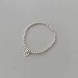 Silver Metal Ball Chain Bracelet Couple Matching Rosary Bangle Heart Charm