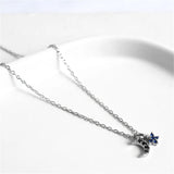 Sterling Silver Crystal Mini Stars Moon Pendant Necklace