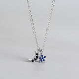 Sterling Silver Crystal Mini Stars Moon Pendant Necklace