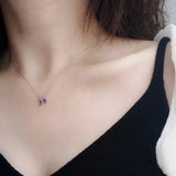 Sterling Silver Crystal Mini Stars Moon Pendant Necklace