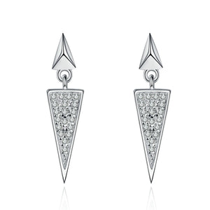 Moissanite Drop Earrings Platinum Plating Full Diamond Triangle Setting
