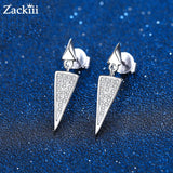 Moissanite Drop Earrings Platinum Plating Full Diamond Triangle Setting