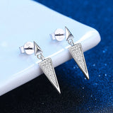 Moissanite Drop Earrings Platinum Plating Full Diamond Triangle Setting